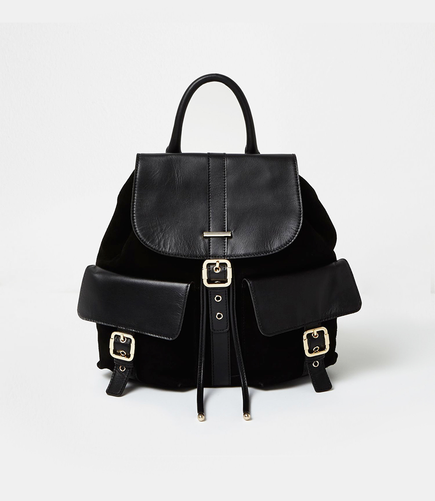 Black leather backpack